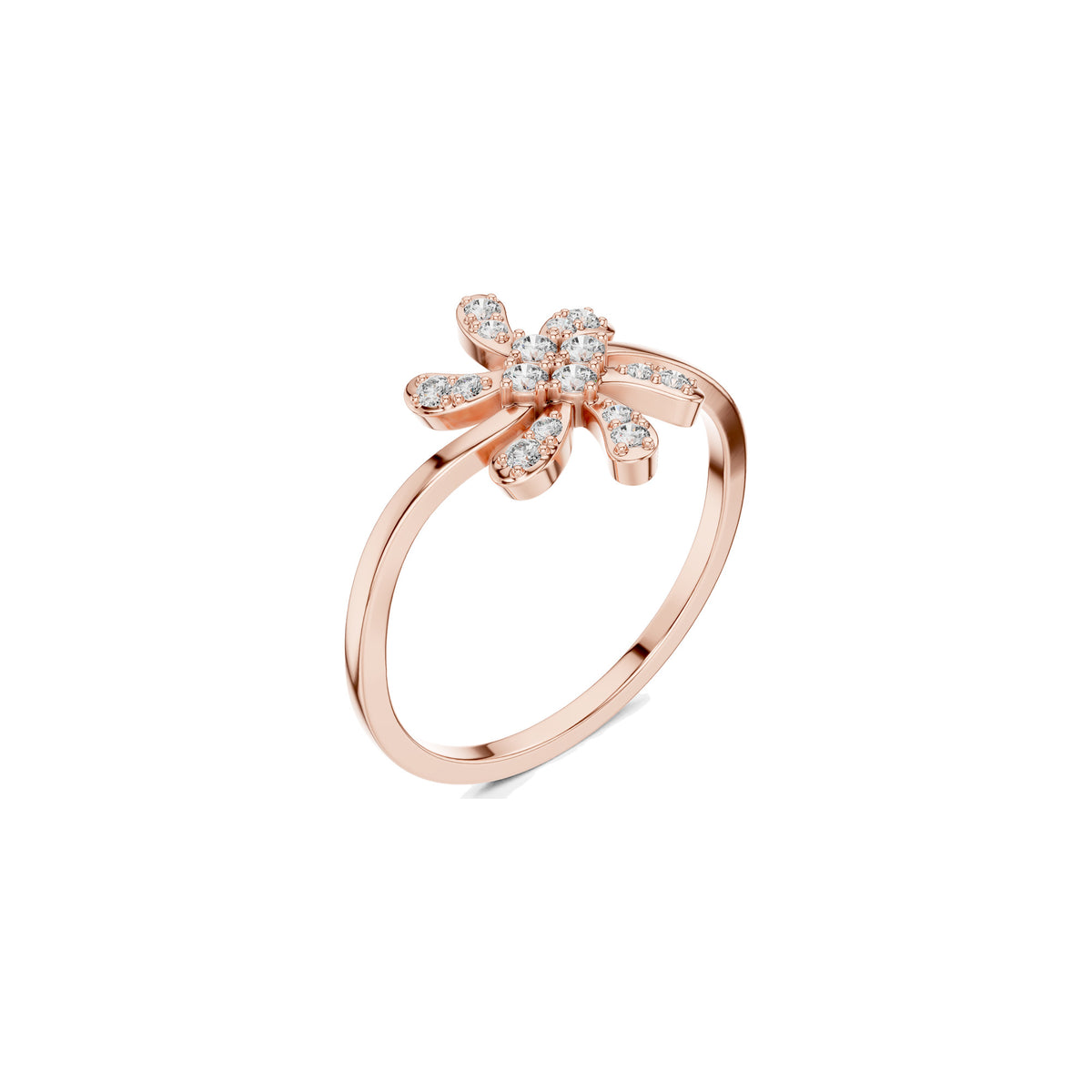 Above The Finger Ring in rose gold, three-quarter view