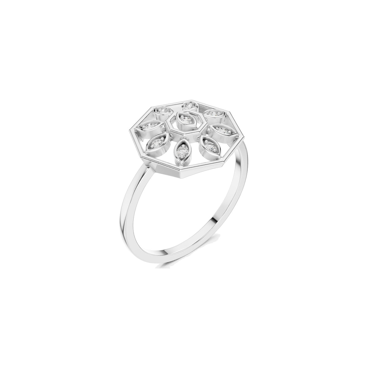 Across The Finger Ring in white gold, three-quarter view