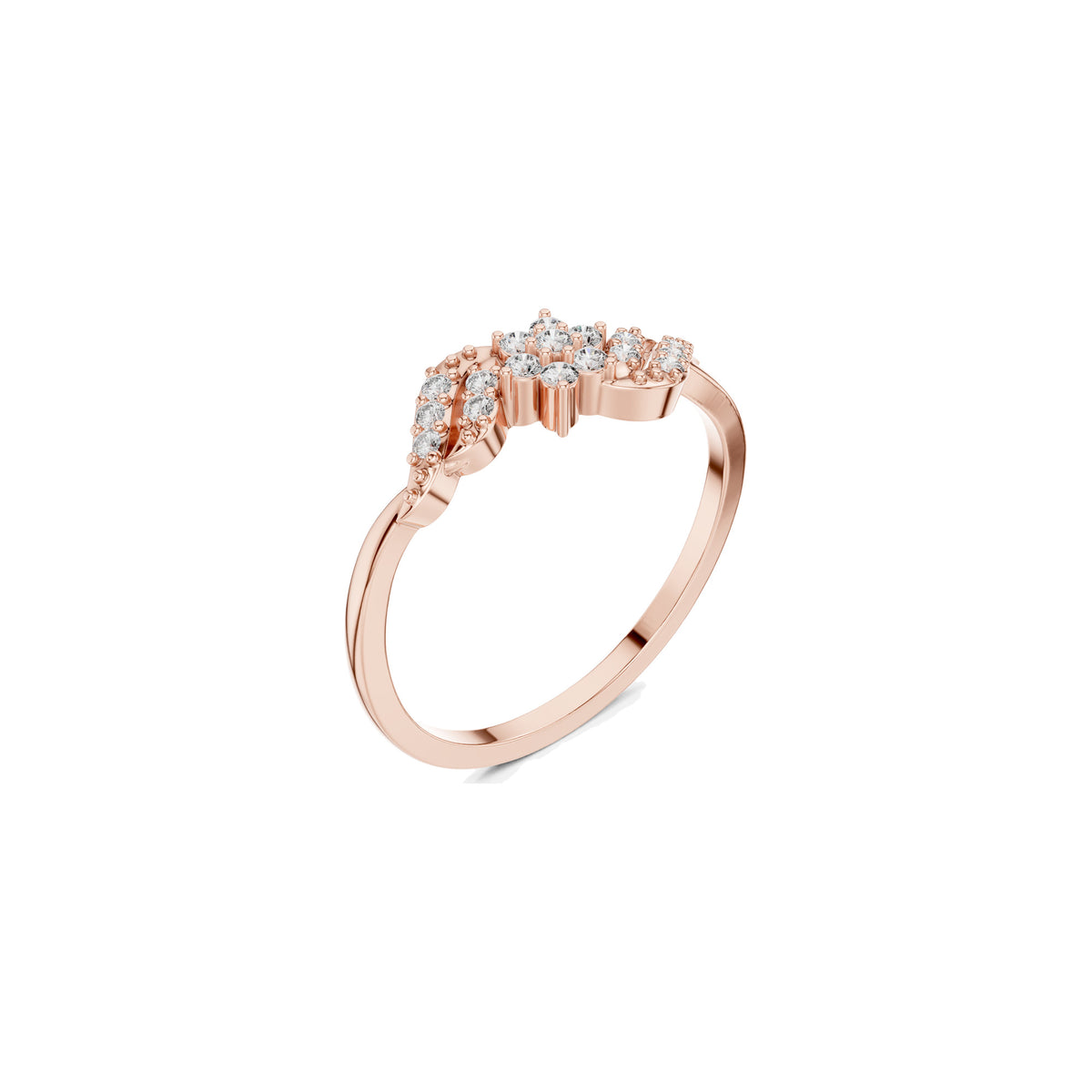 Along The Finger Ring in rose gold, three-quarter view