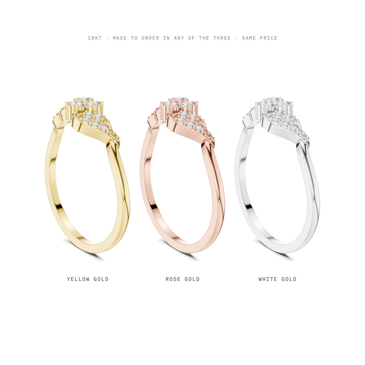 Along The Finger Ring in yellow, rose and white 18KT gold