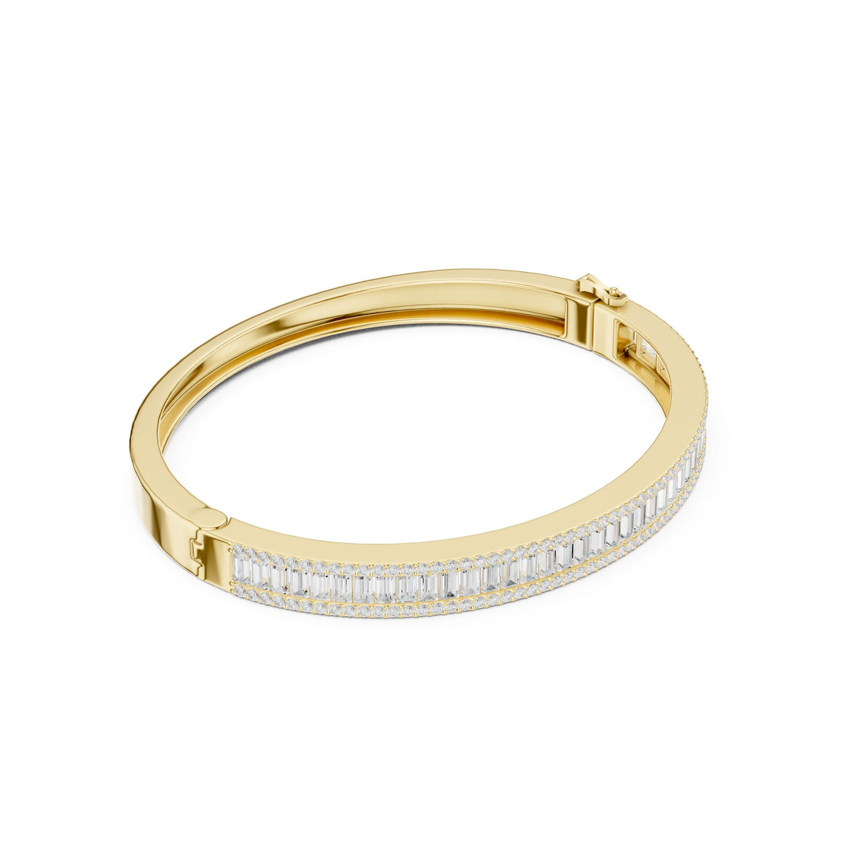 Along The Wrist Bangle in 18KT yellow gold, three-quarter view