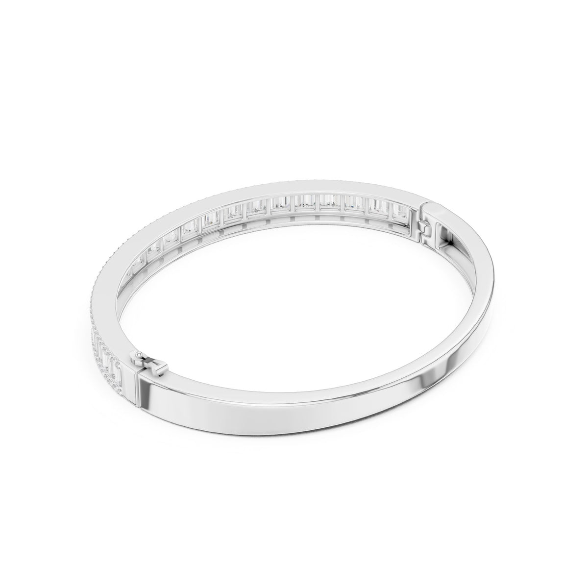 Along The Wrist Bangle in white gold, angled view