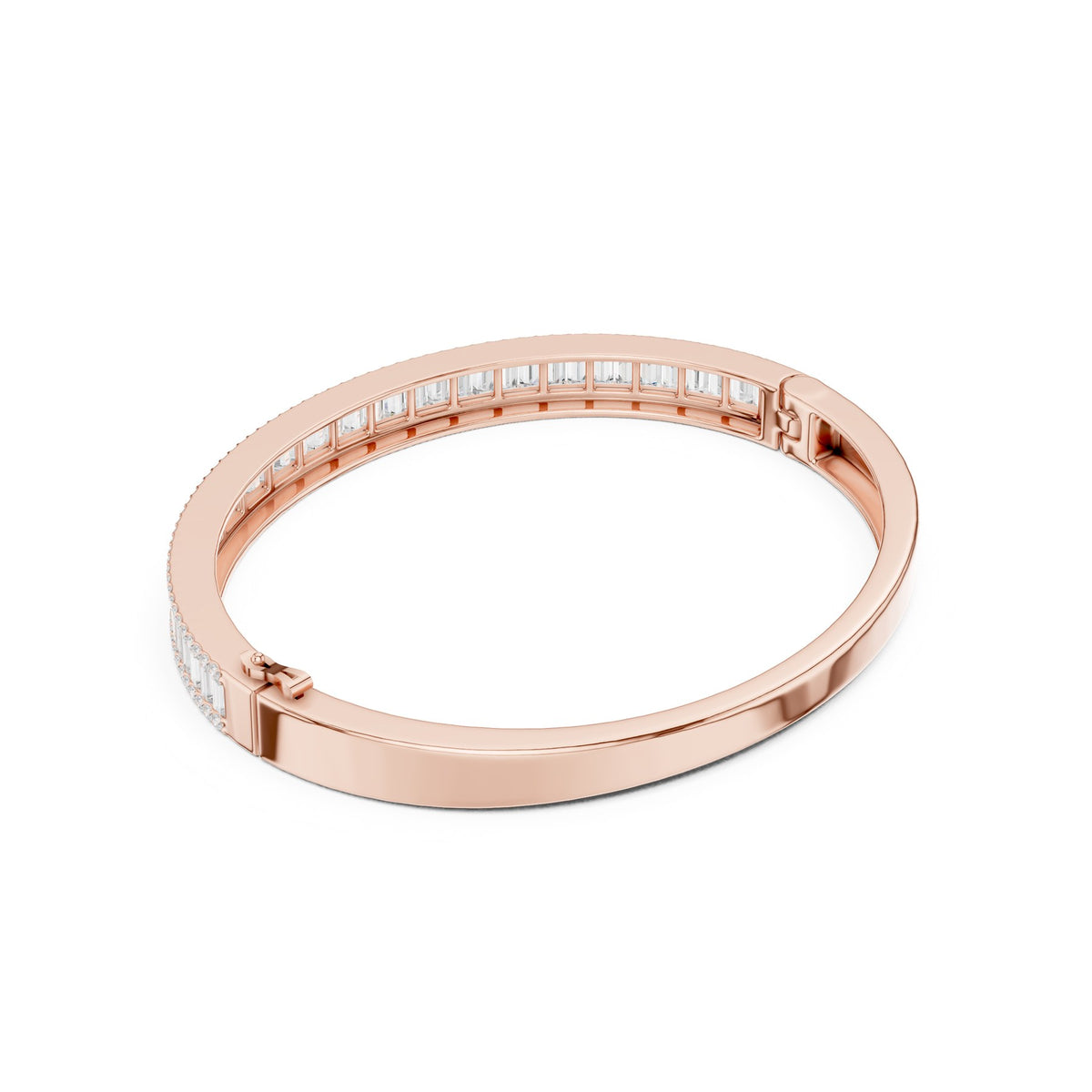 Along The Wrist Bangle in rose gold, angled view