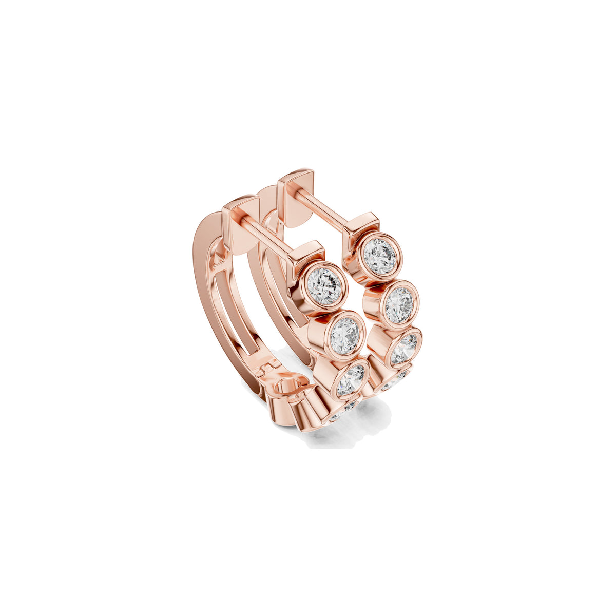 Around The Lobe Earrings in rose gold, three-quarter view