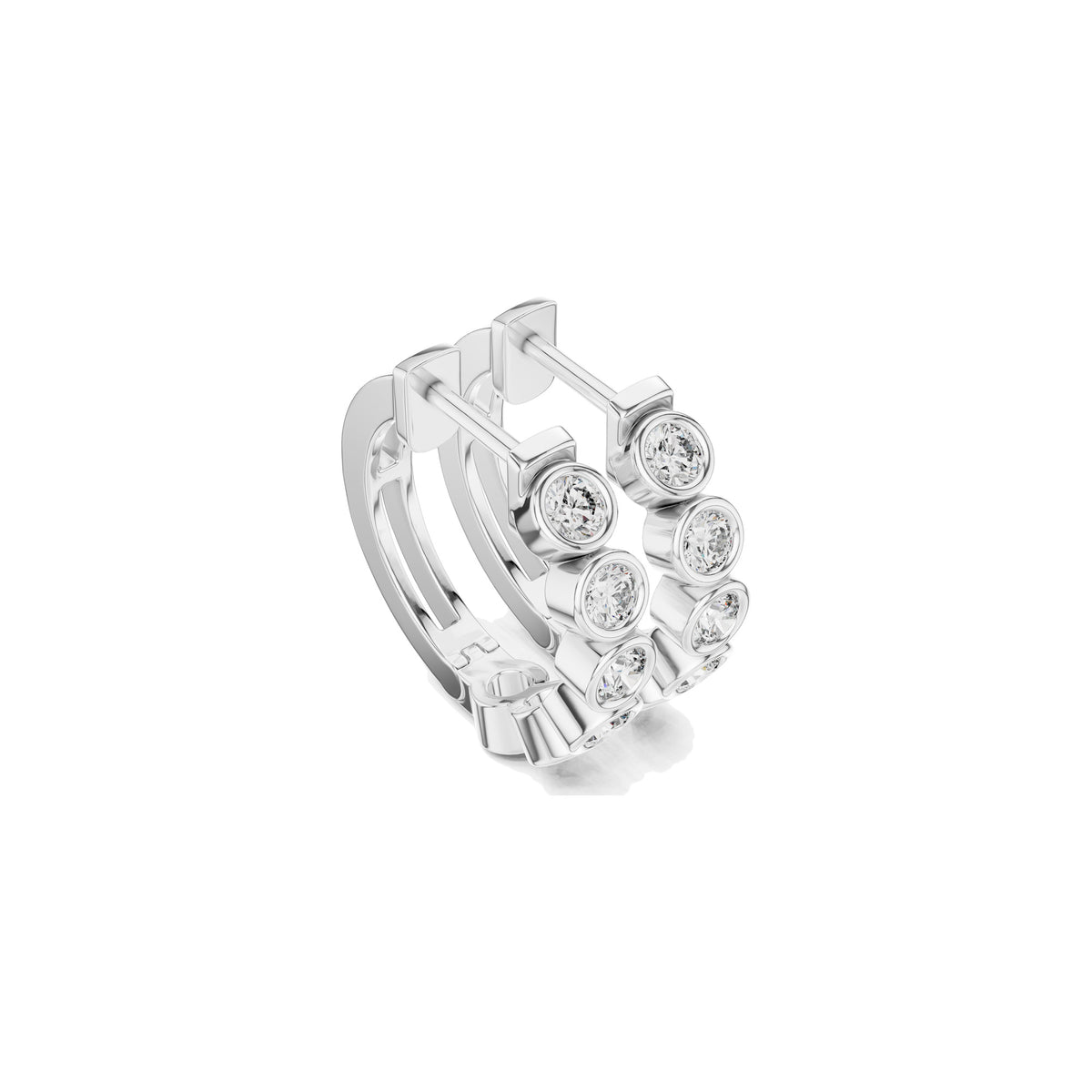 Around The Lobe Earrings in white gold, three-quarter view