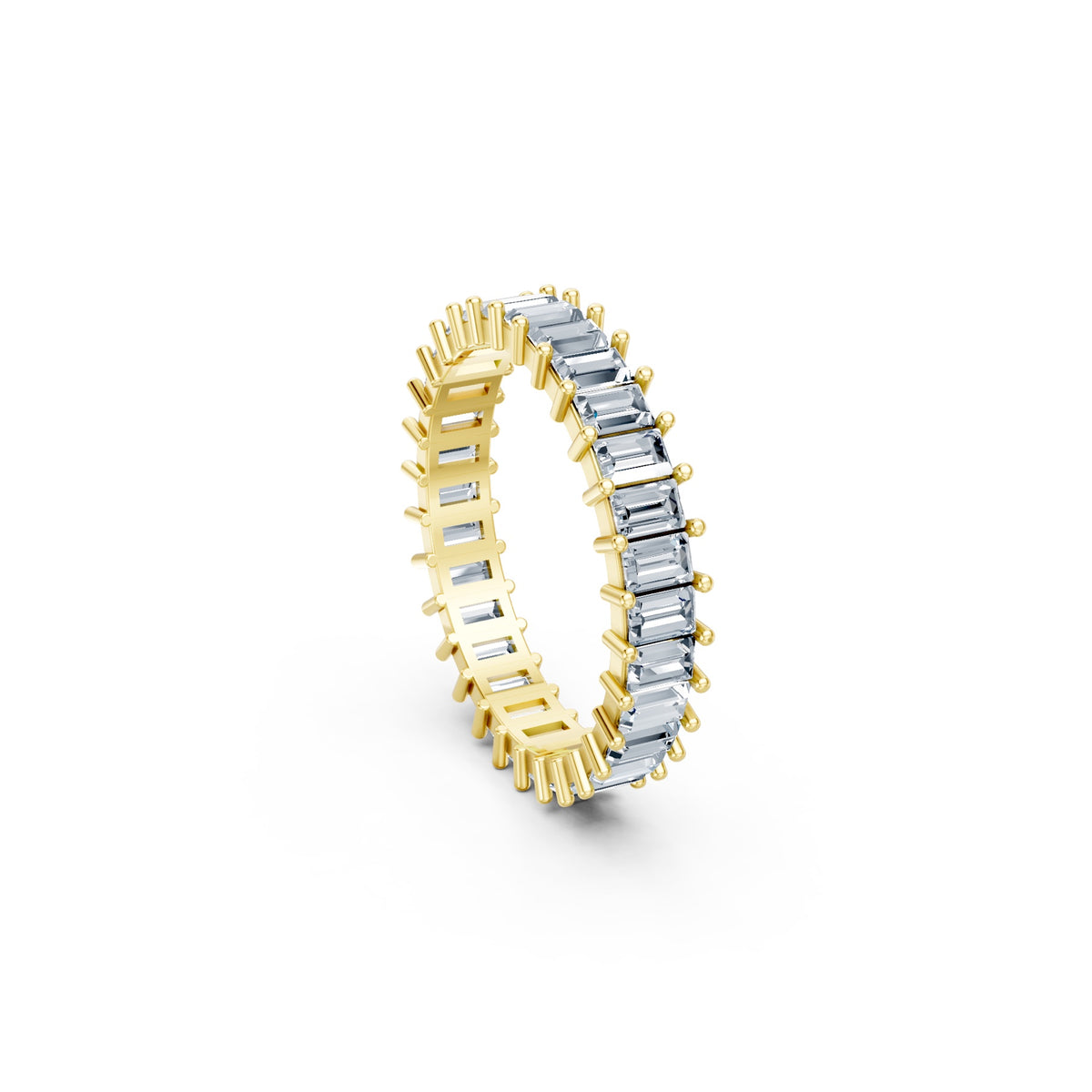 Baguettes Right Round The Finger Ring in 18KT yellow gold, side view