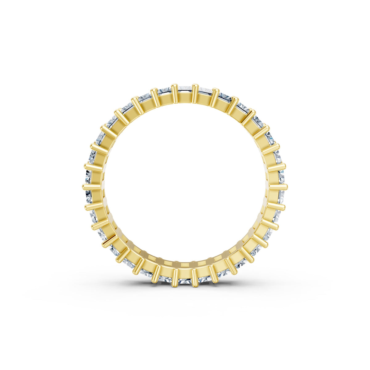 Baguettes Right Round The Finger Ring in 18KT yellow gold, front view
