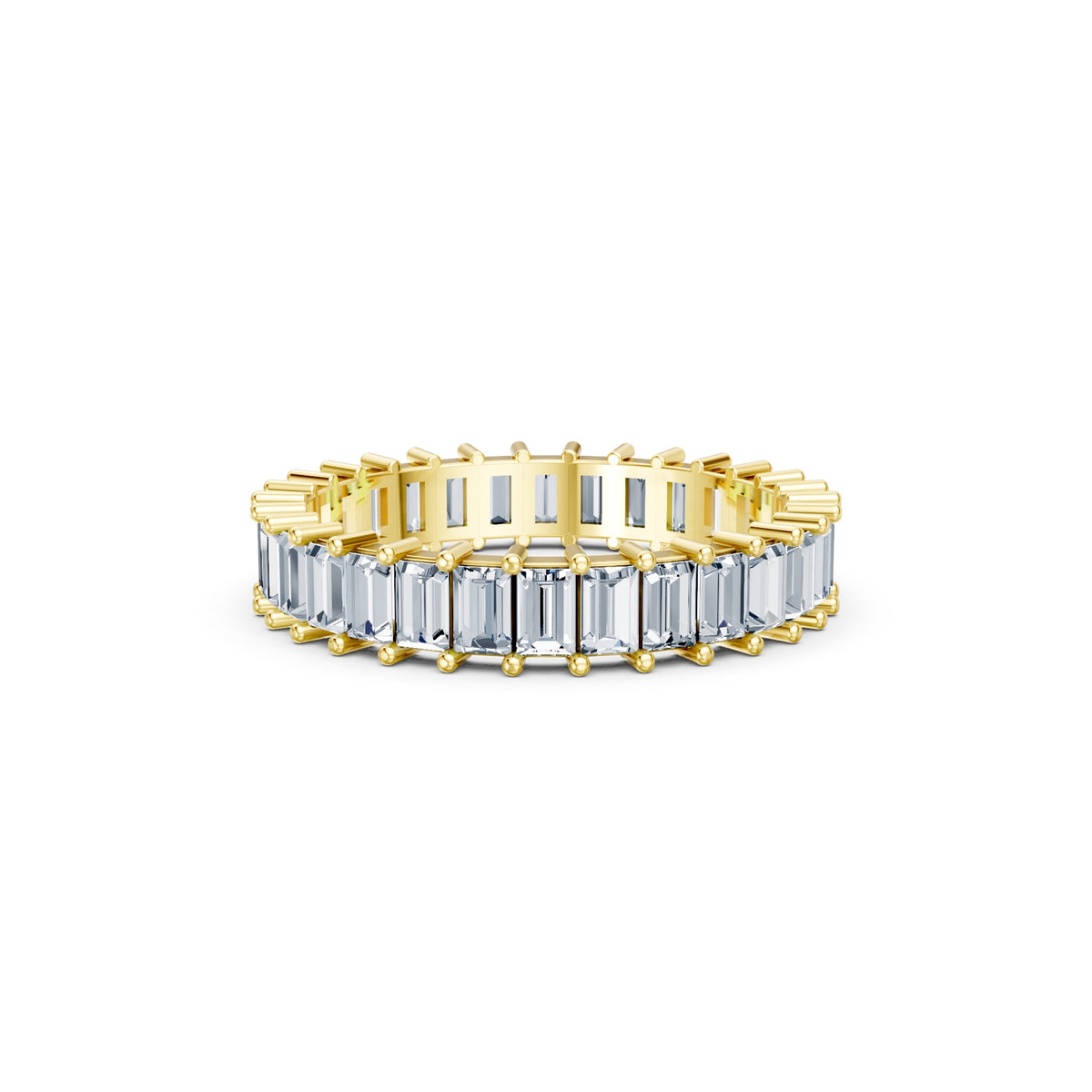 Baguettes Right Round The Finger Ring in 18KT yellow gold, top view