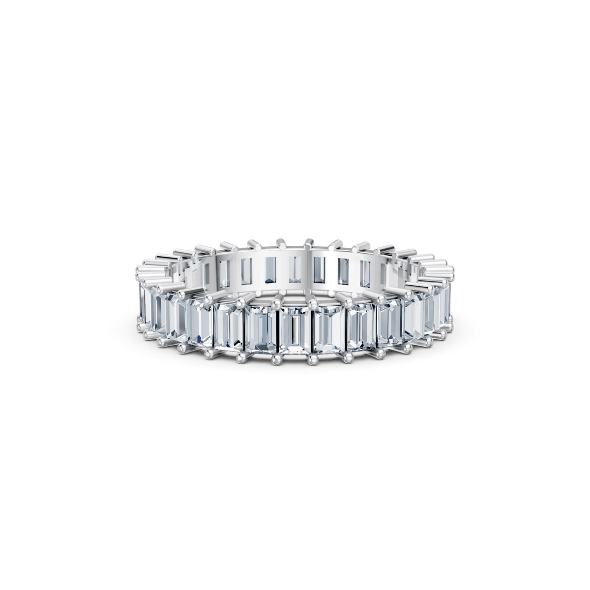 Baguettes Right Round The Finger Ring in white gold, top view