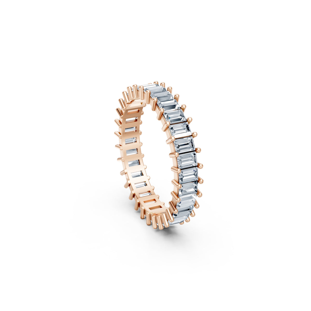 Baguettes Right Round The Finger Ring in rose gold, side view