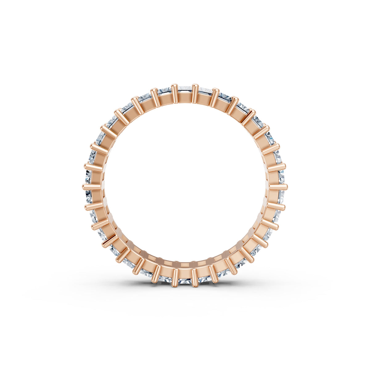 Baguettes Right Round The Finger Ring in rose gold, front view