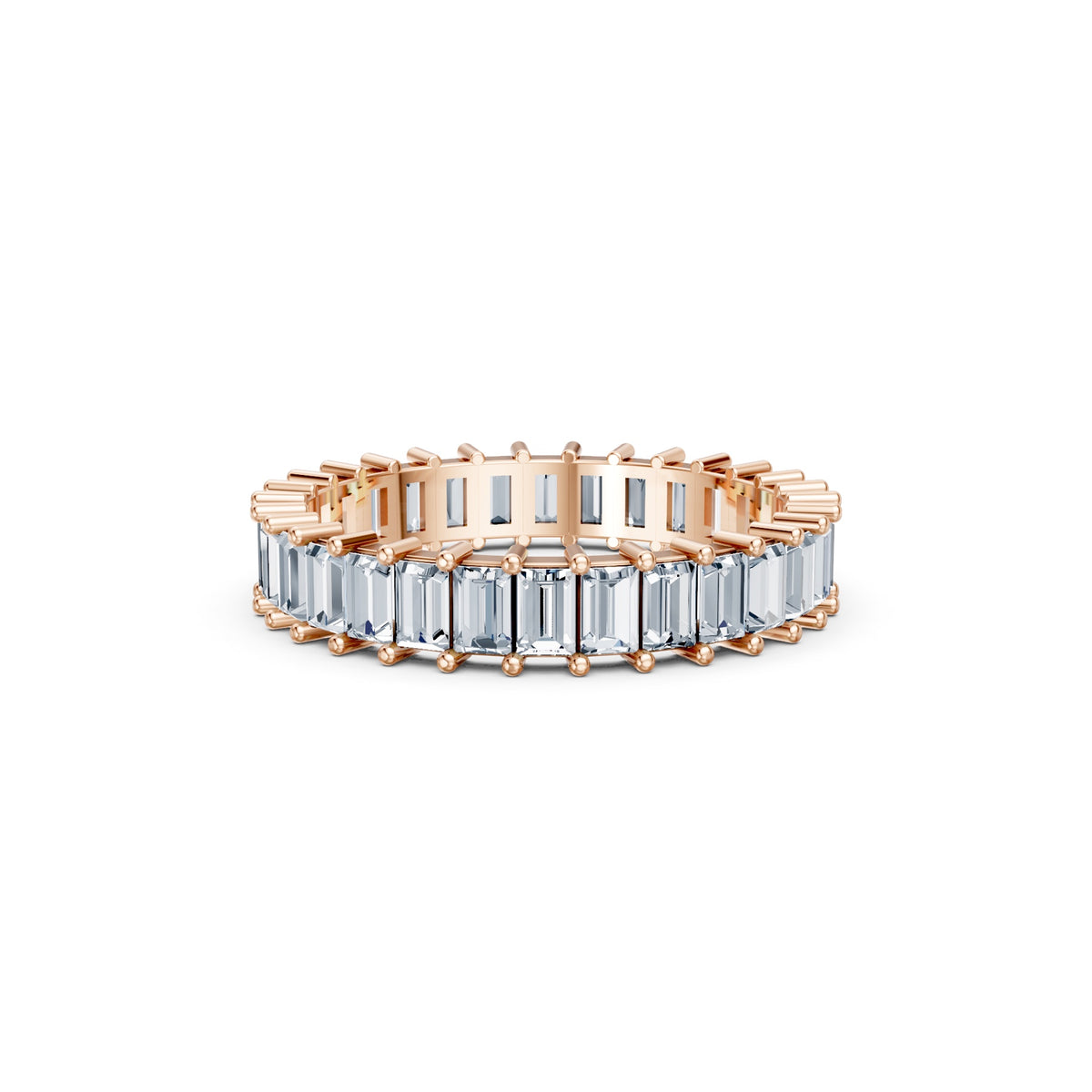 Baguettes Right Round The Finger Ring in rose gold, top view