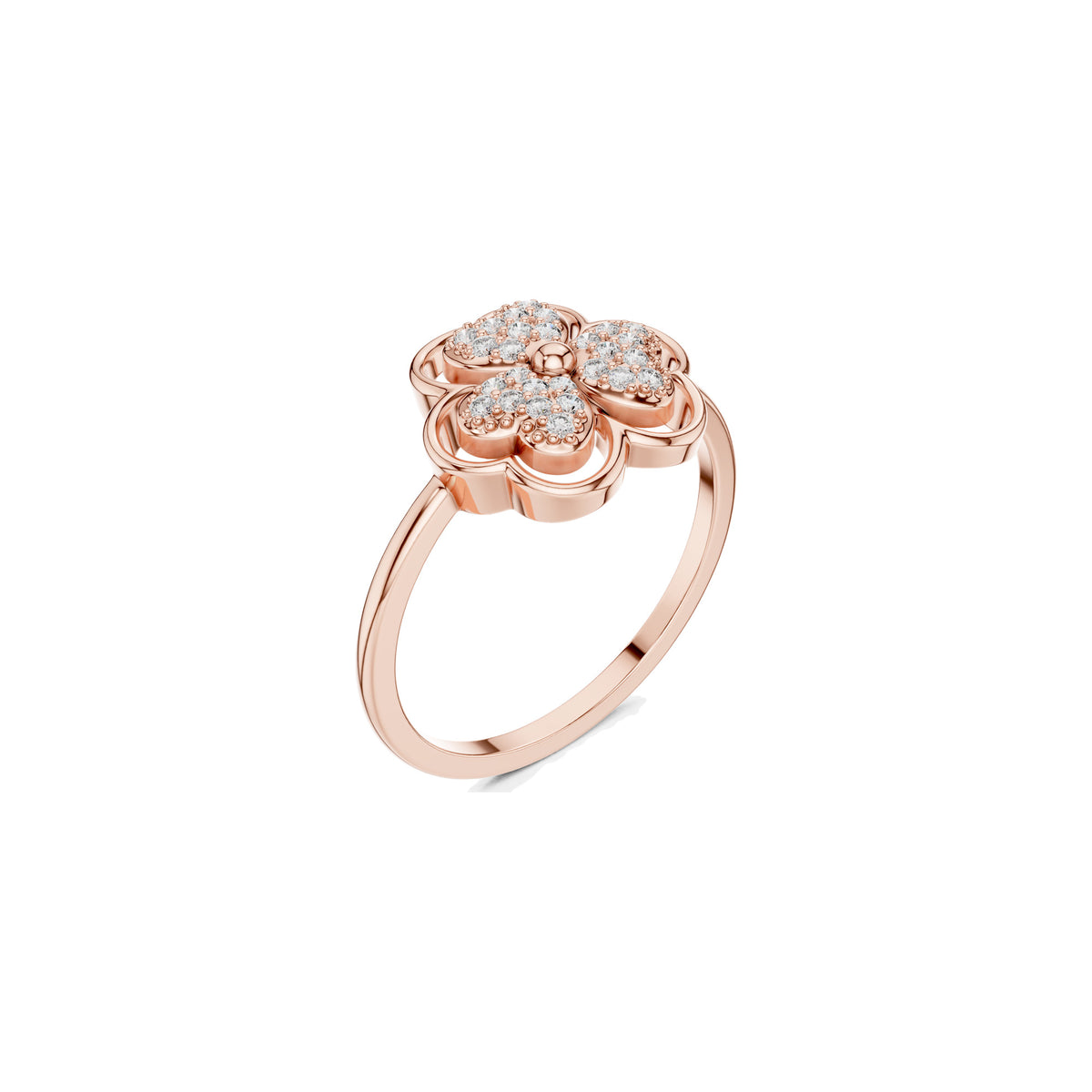 Between The Knuckles Ring in rose gold, three-quarter view