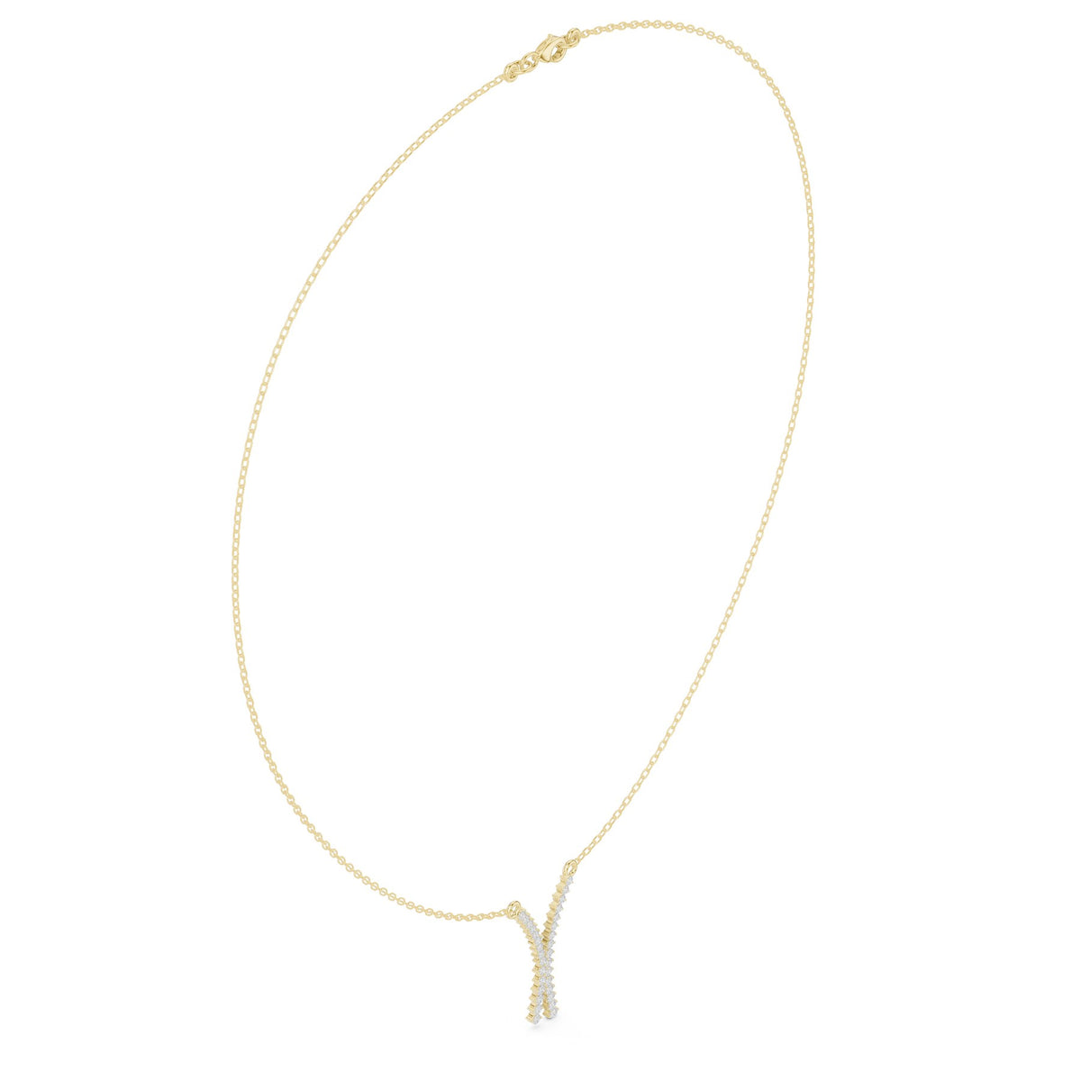 Crossed At The Throat Pendant in 18KT yellow gold, three-quarter view