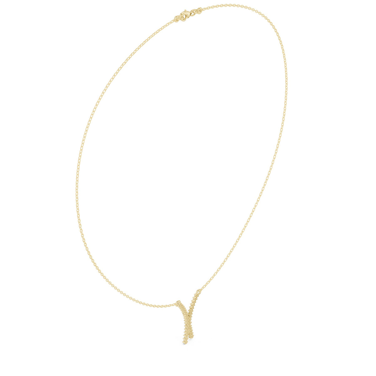 Crossed At The Throat Pendant in 18KT yellow gold, angled view