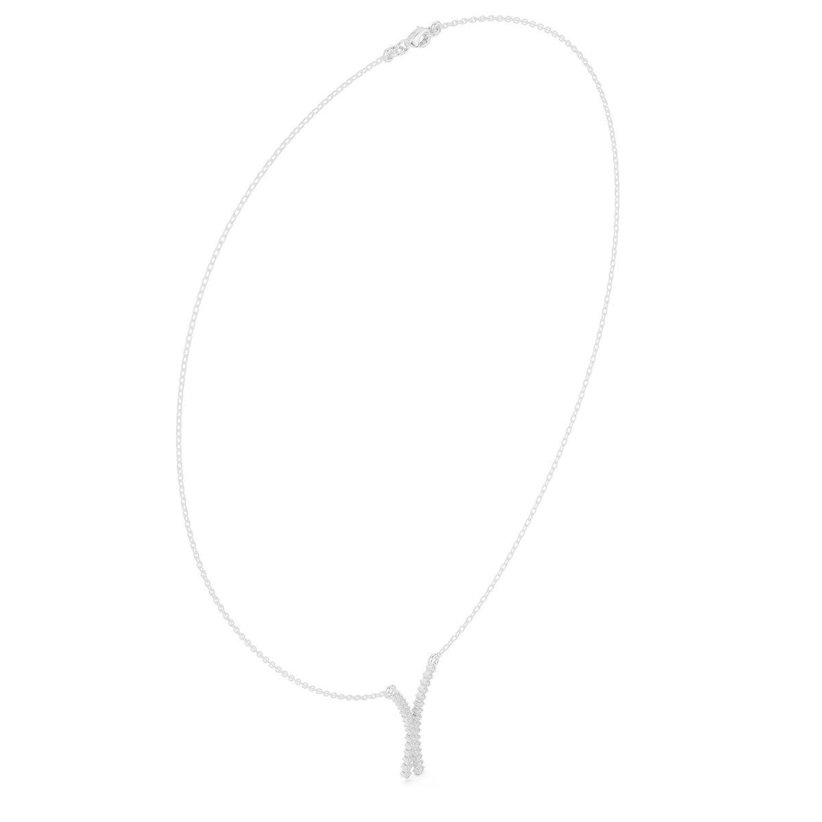 Crossed At The Throat Pendant in white gold, three-quarter view