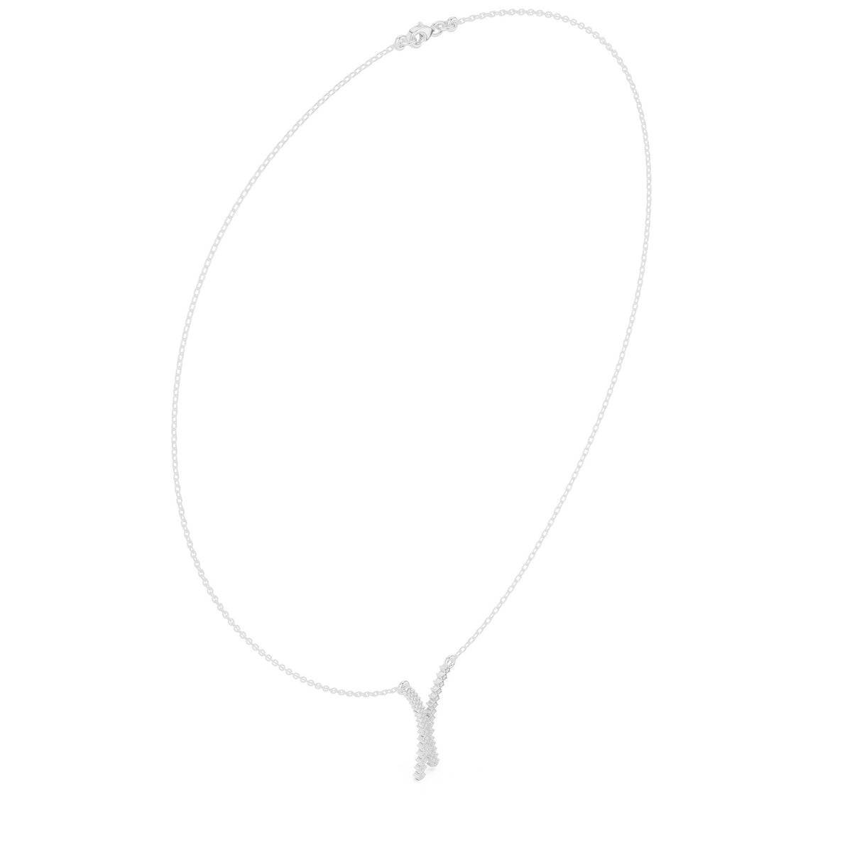 Crossed At The Throat Pendant in white gold, angled view