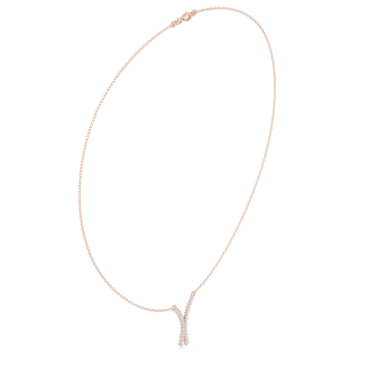 Crossed At The Throat Pendant in rose gold, three-quarter view