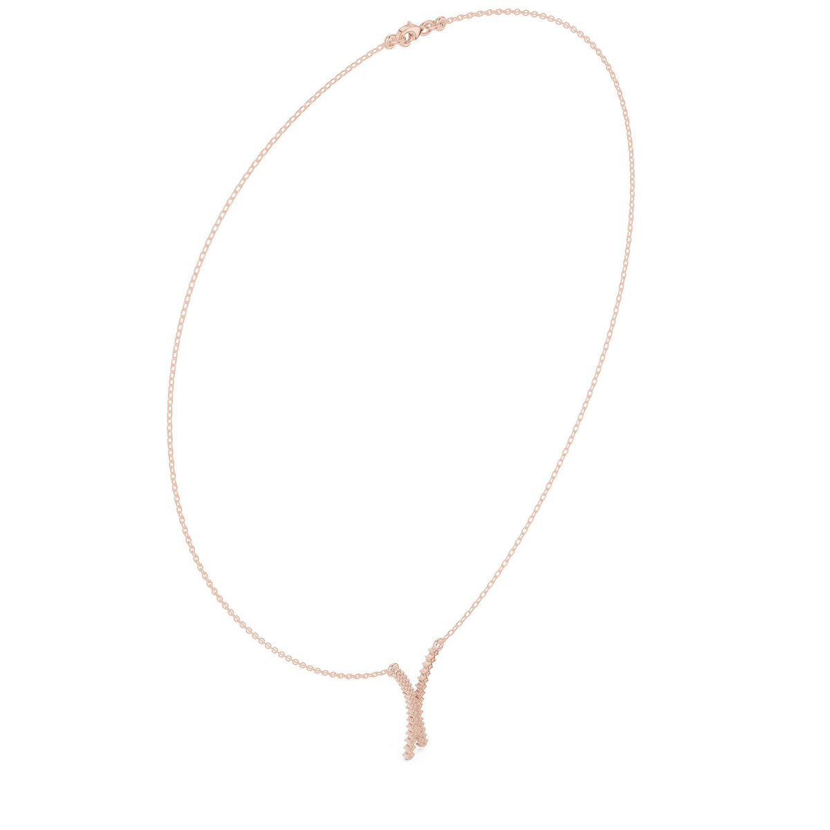 Crossed At The Throat Pendant in rose gold, angled view
