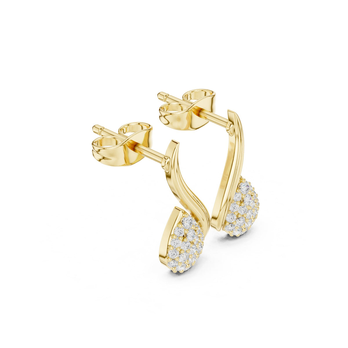 Curled On The Lobe Earrings in 18KT yellow gold, three-quarter view