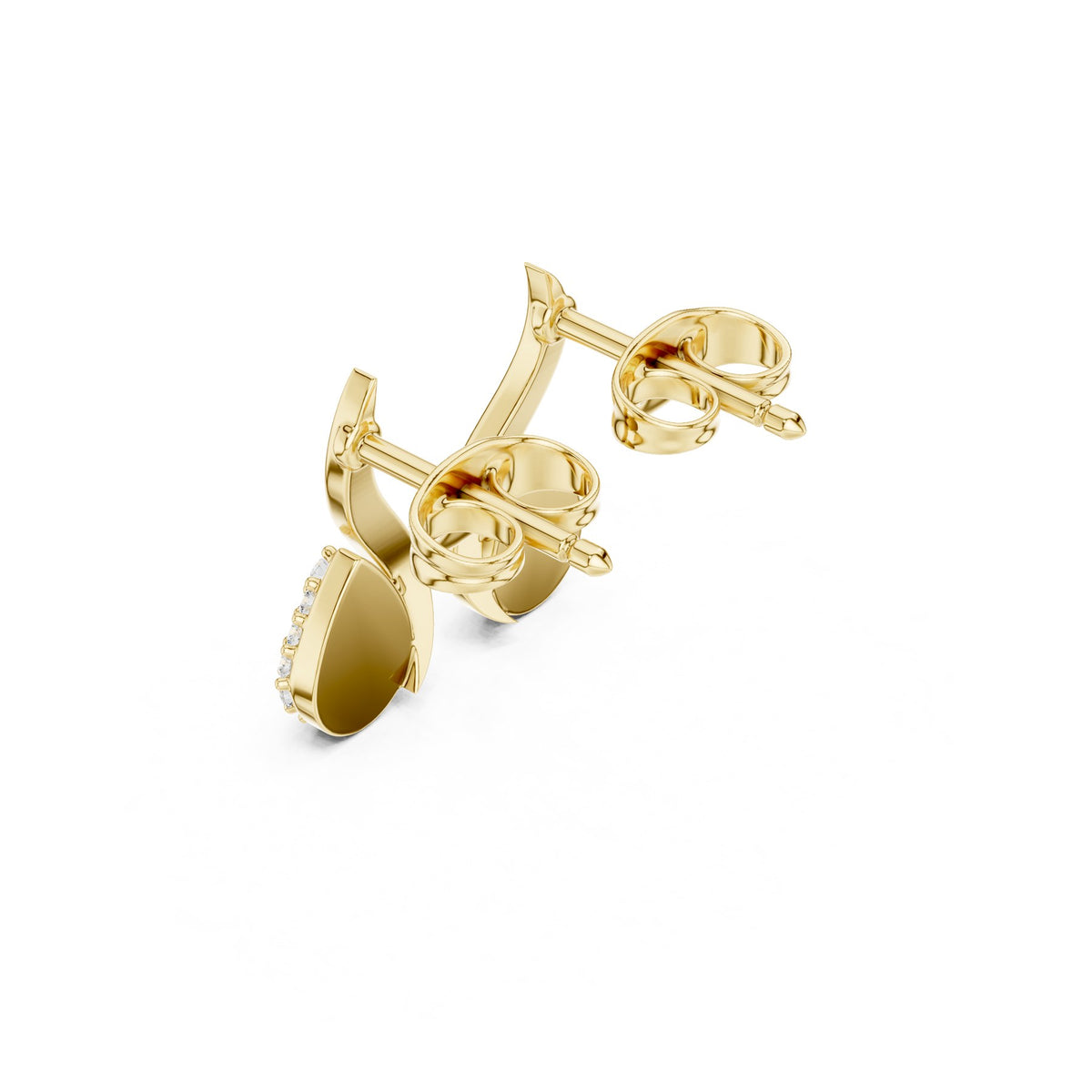 Curled On The Lobe Earrings in 18KT yellow gold, angled view