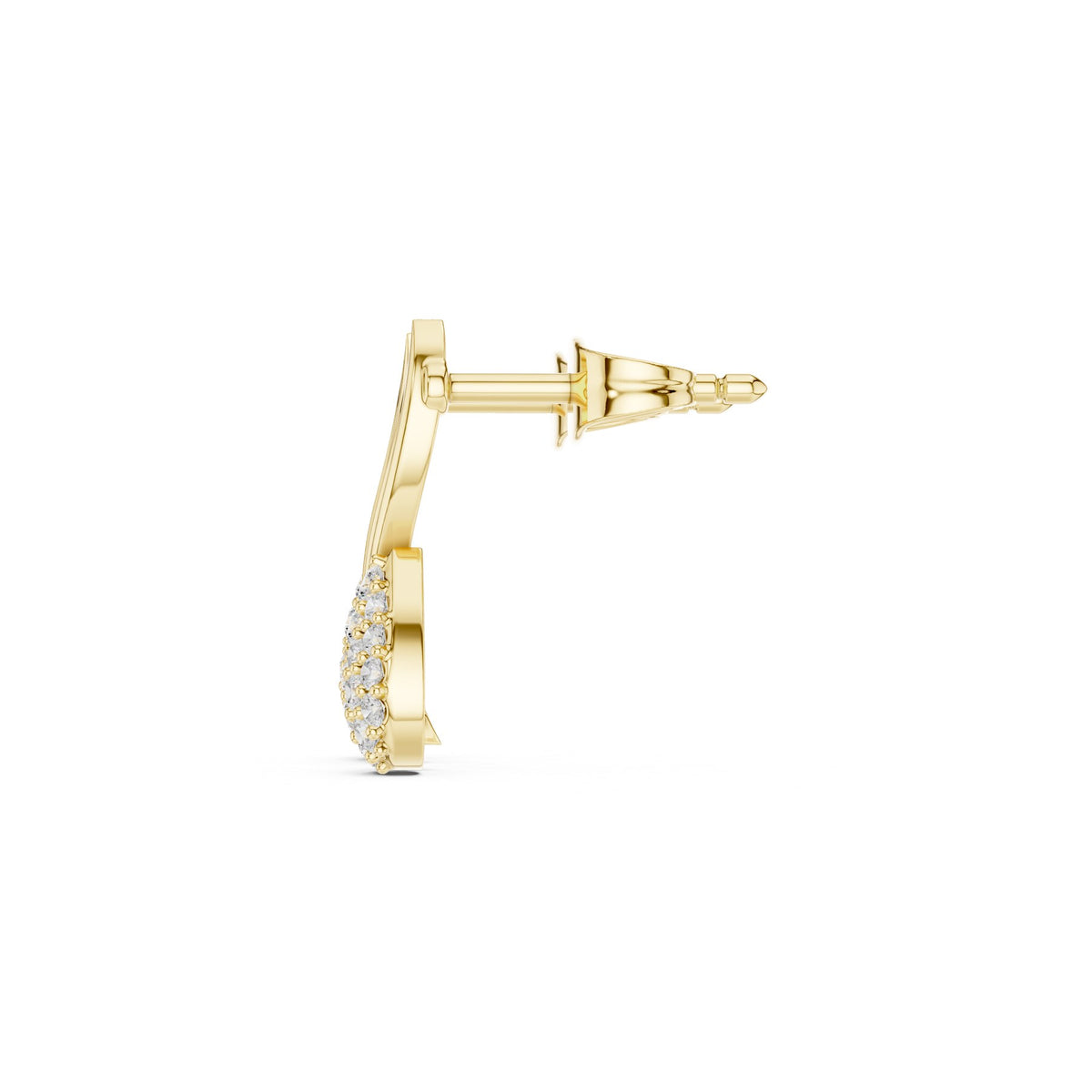 Curled On The Lobe Earrings in 18KT yellow gold, side view