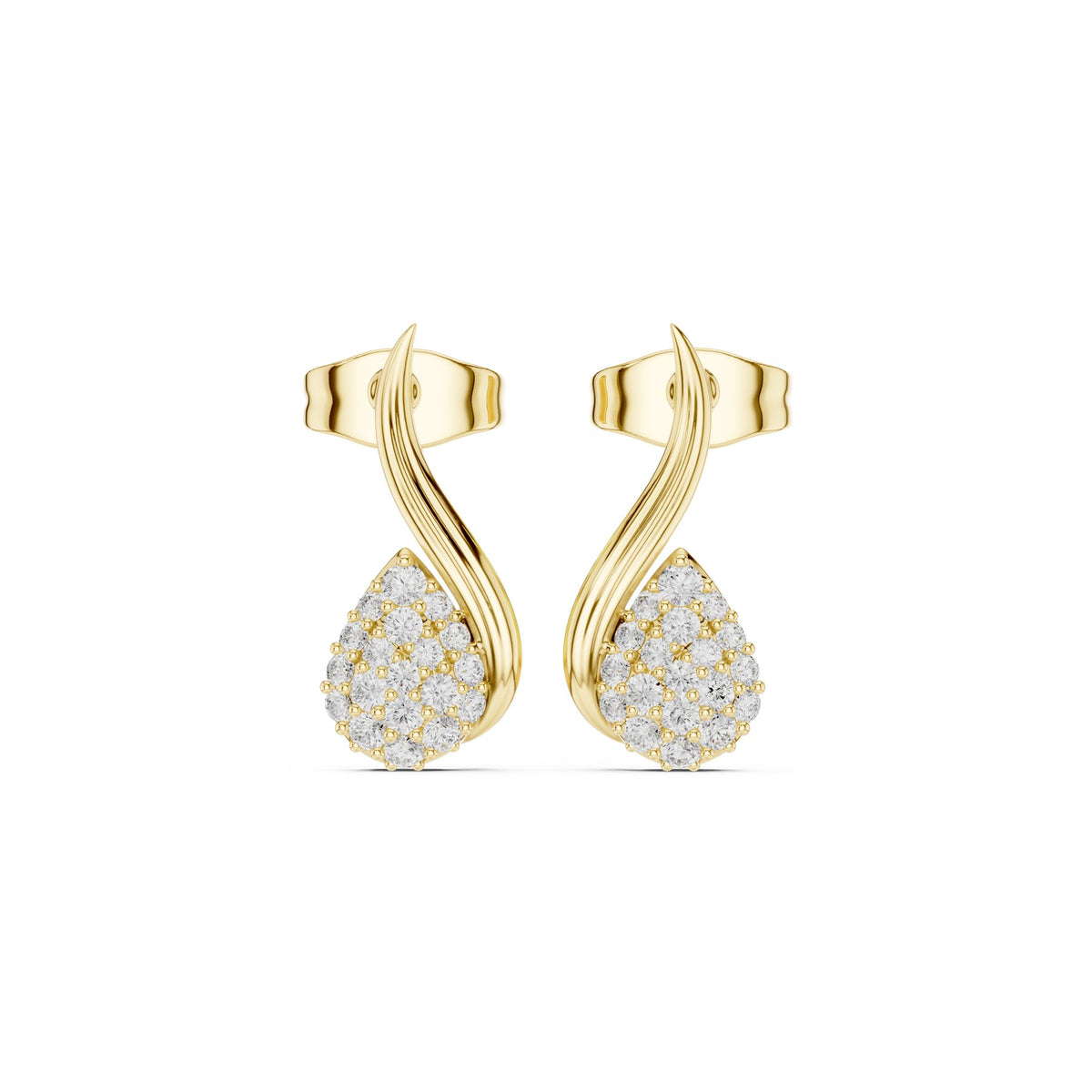Curled On The Lobe Earrings in 18KT yellow gold, top view