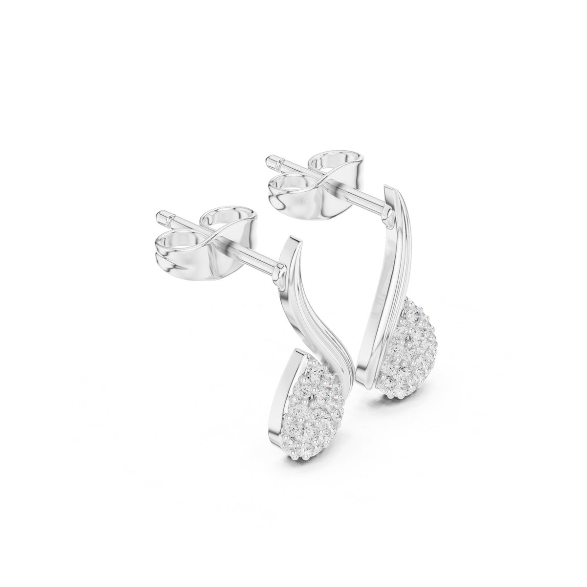 Curled On The Lobe Earrings in white gold, three-quarter view
