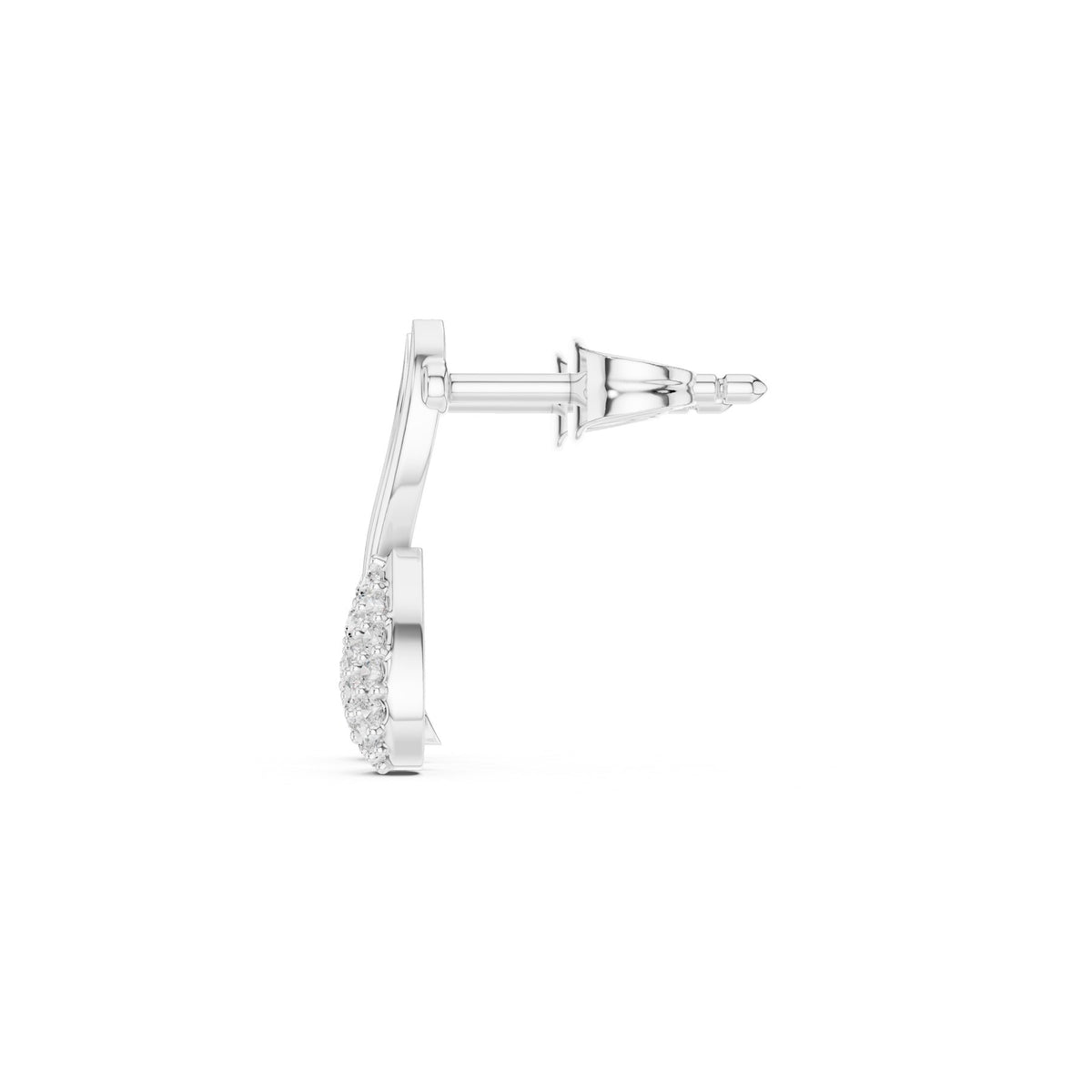 Curled On The Lobe Earrings in white gold, side view
