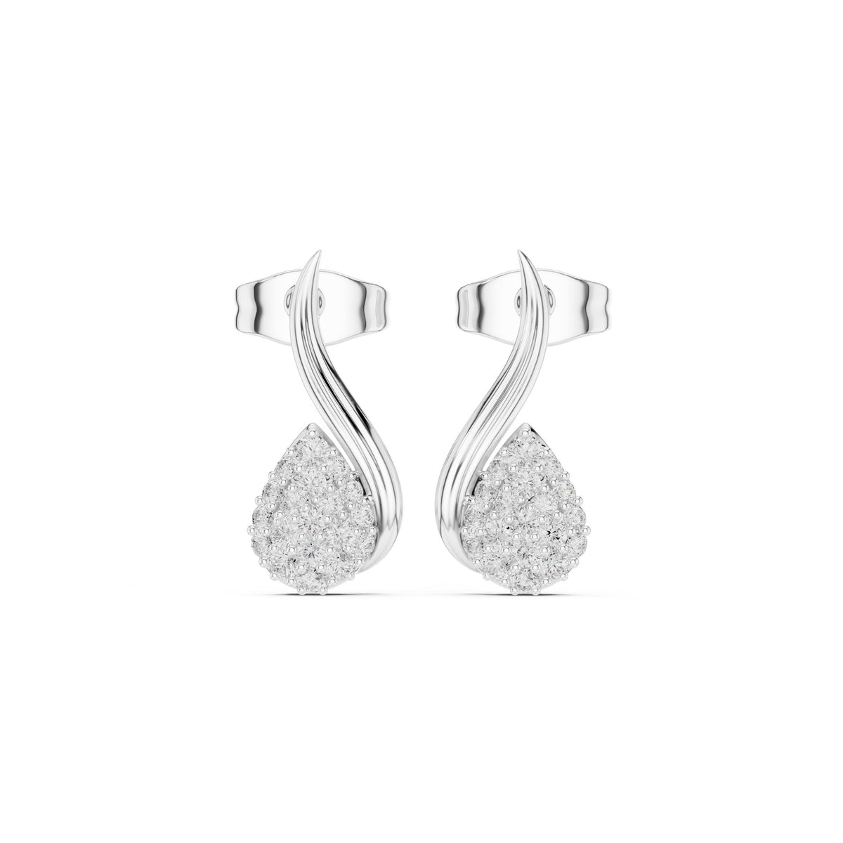 Curled On The Lobe Earrings in white gold, top view