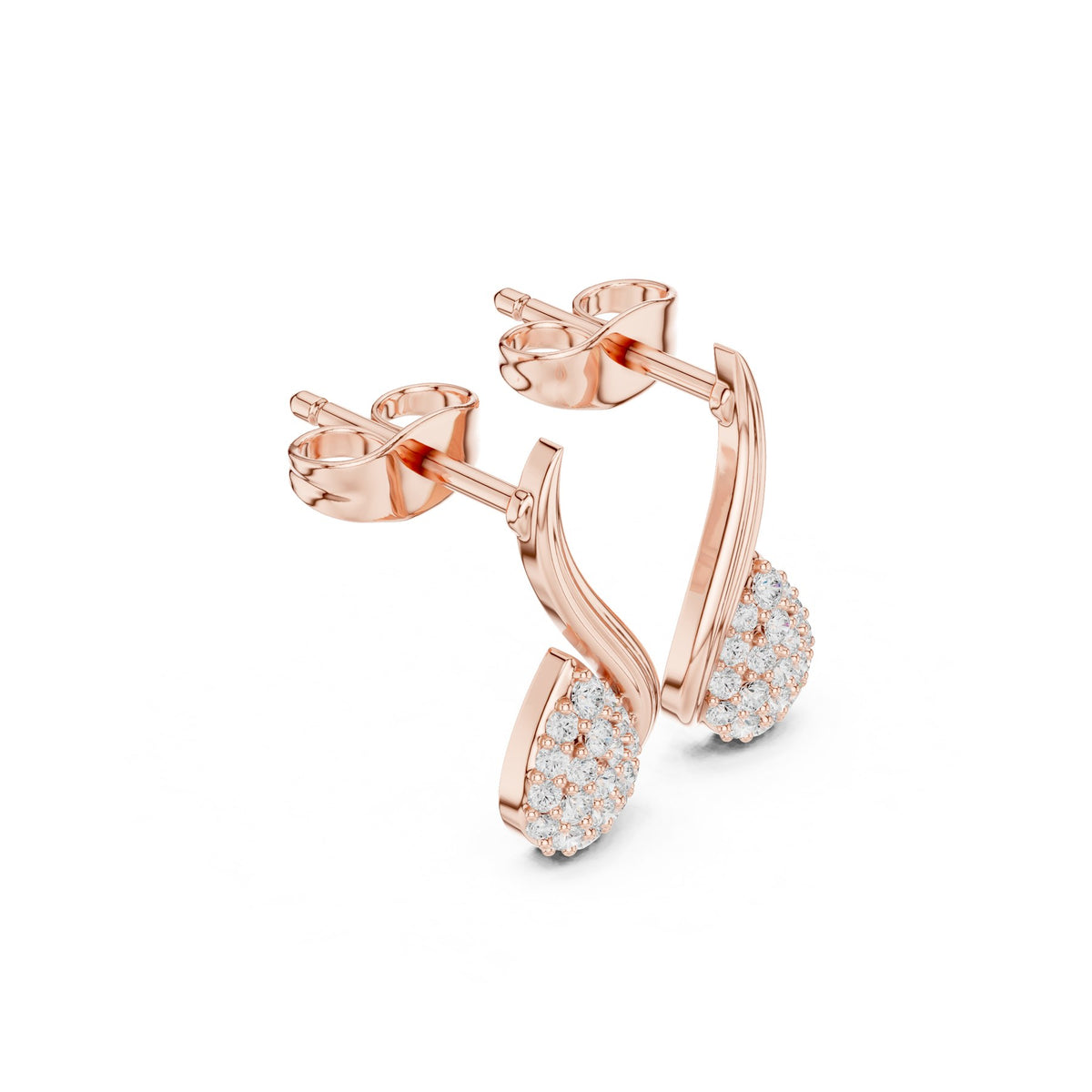 Curled On The Lobe Earrings in rose gold, three-quarter view