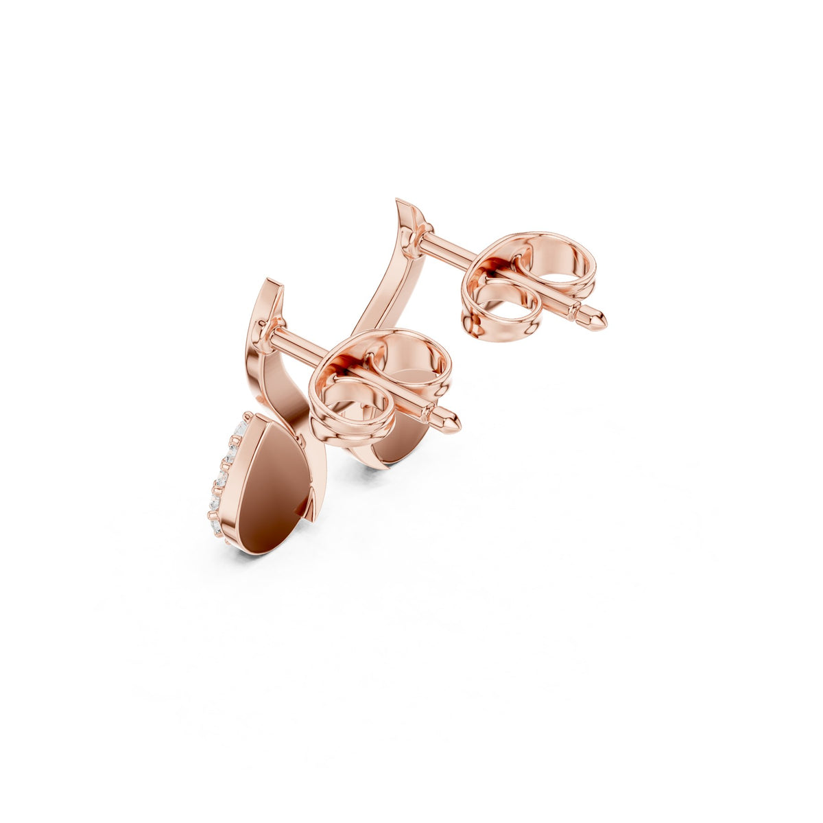 Curled On The Lobe Earrings in rose gold, angled view