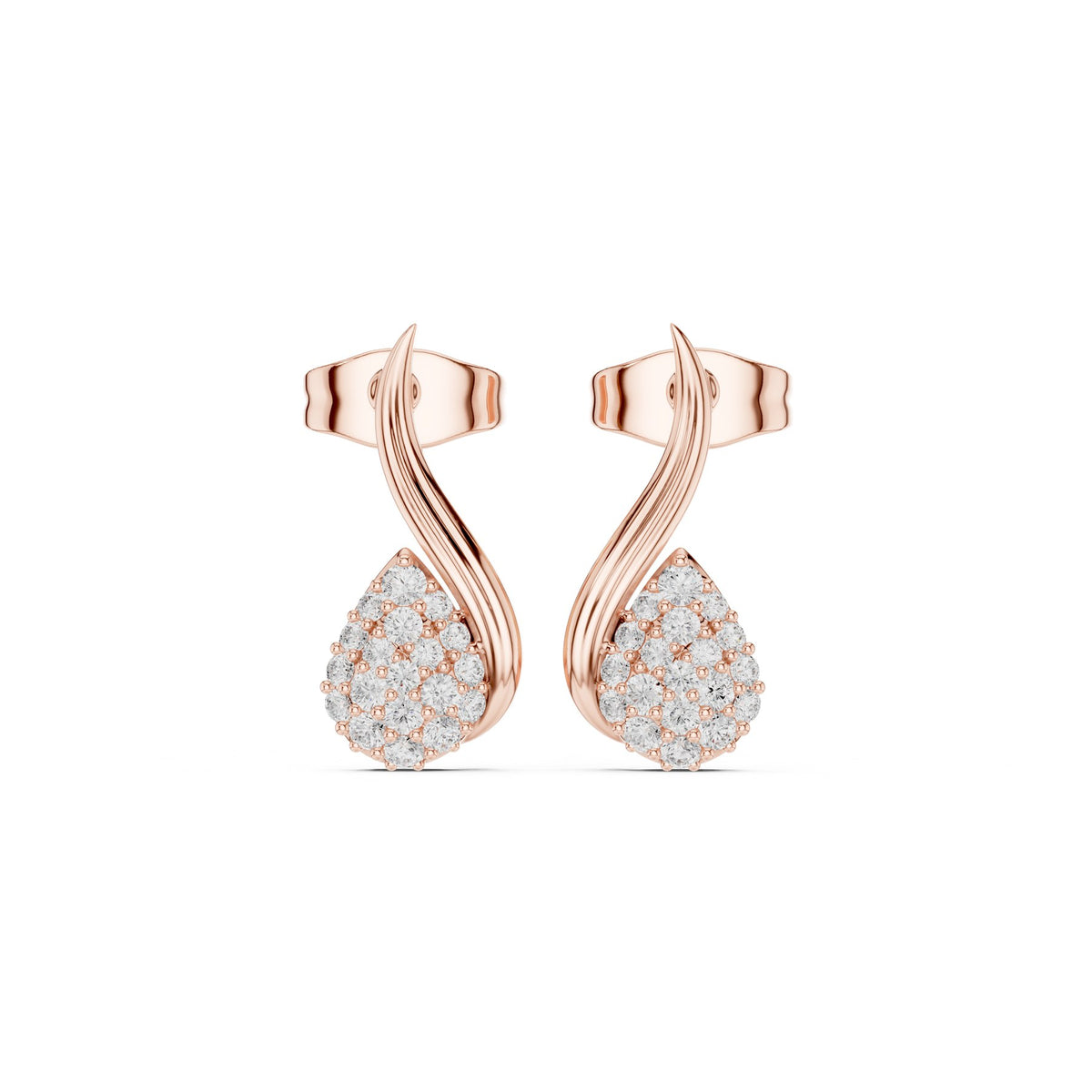 Curled On The Lobe Earrings in rose gold, top view