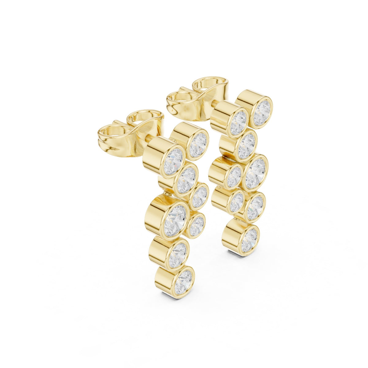 Down The Lobe Earrings in 18KT yellow gold, three-quarter view