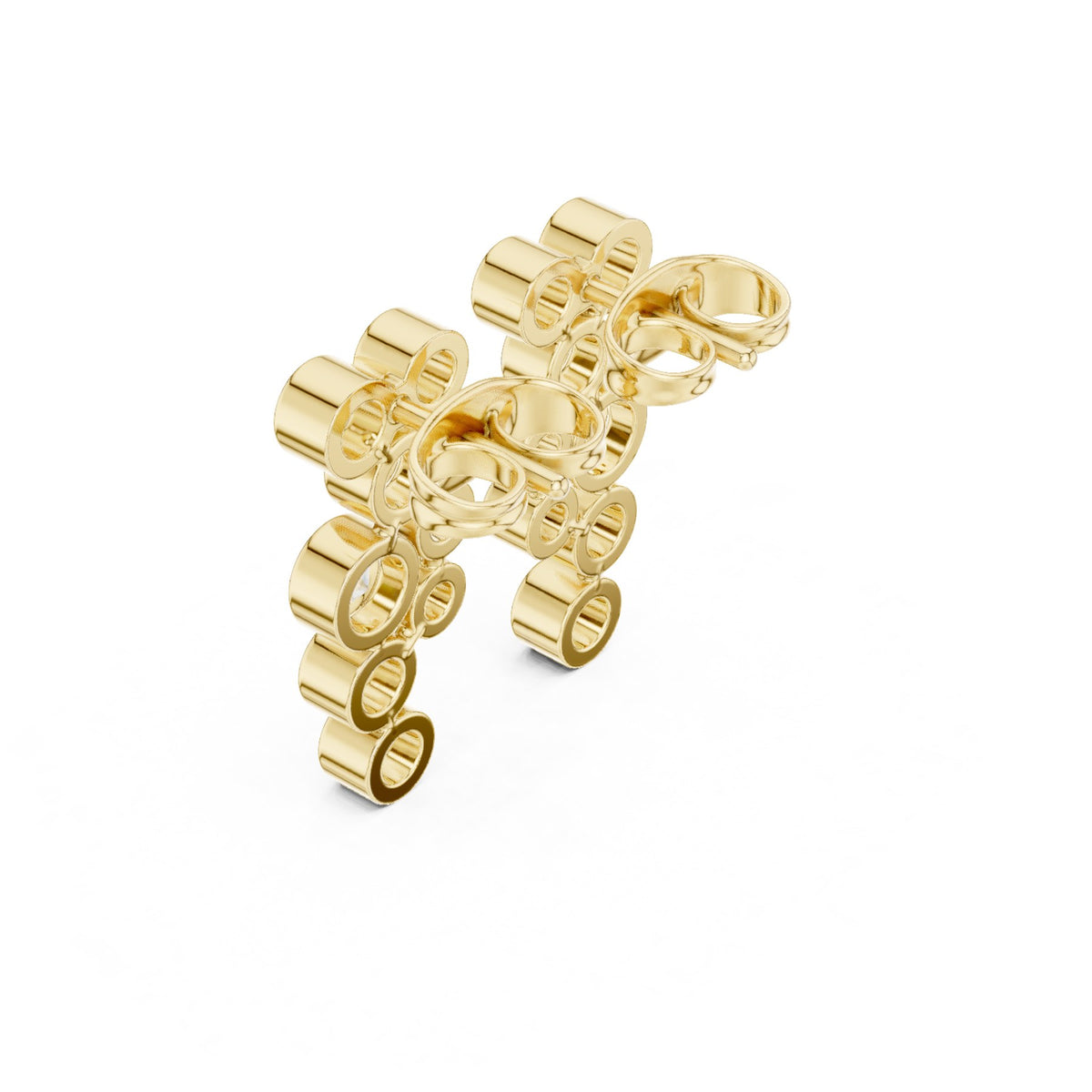 Down The Lobe Earrings in 18KT yellow gold, angled view