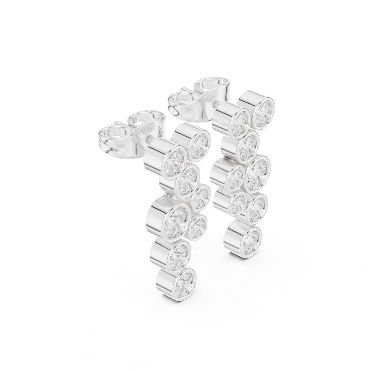 Down The Lobe Earrings in white gold, three-quarter view
