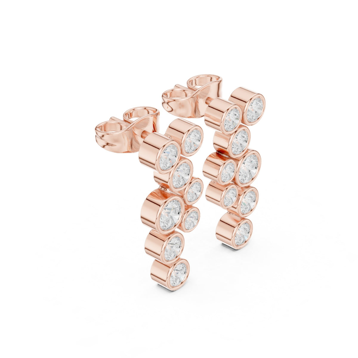 Down The Lobe Earrings in rose gold, three-quarter view