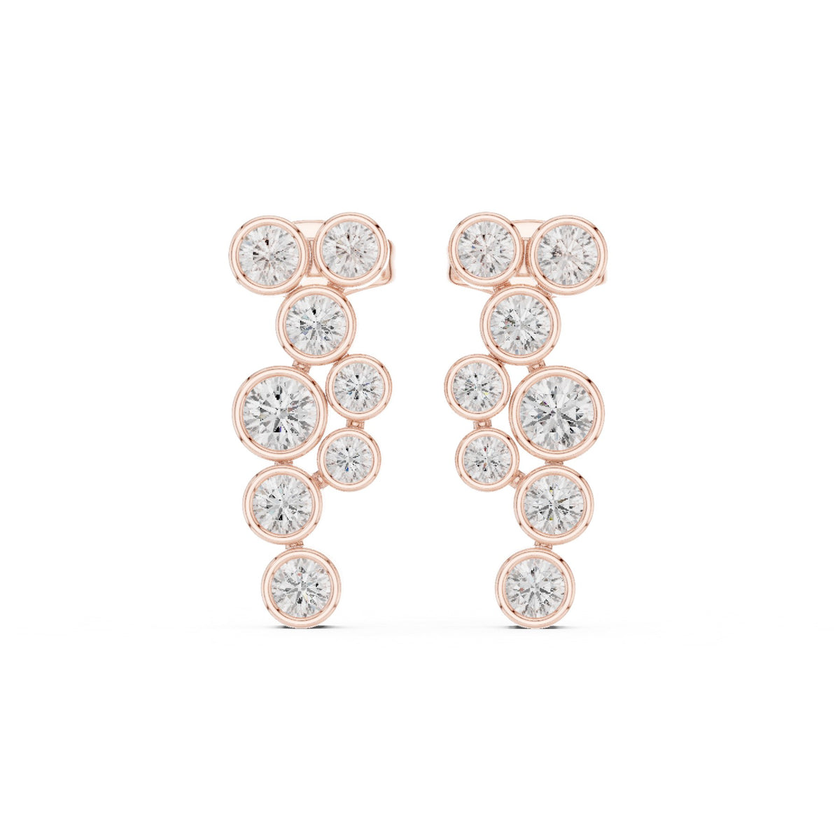 Down The Lobe Earrings in rose gold, top view