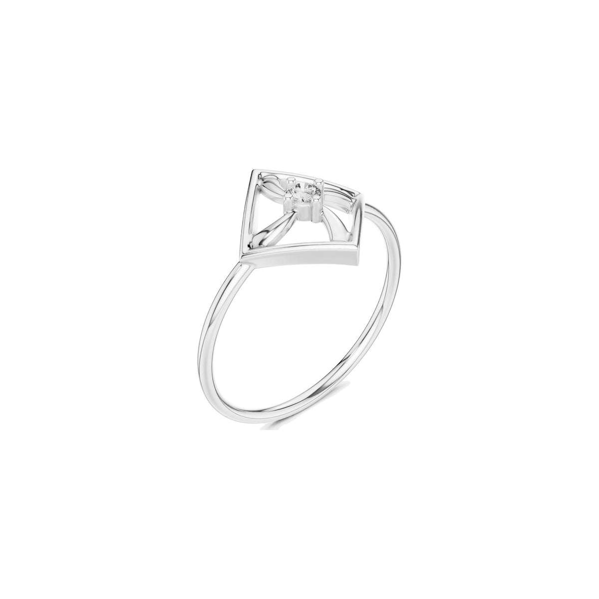 Flat On The Finger Ring in white gold, three-quarter view