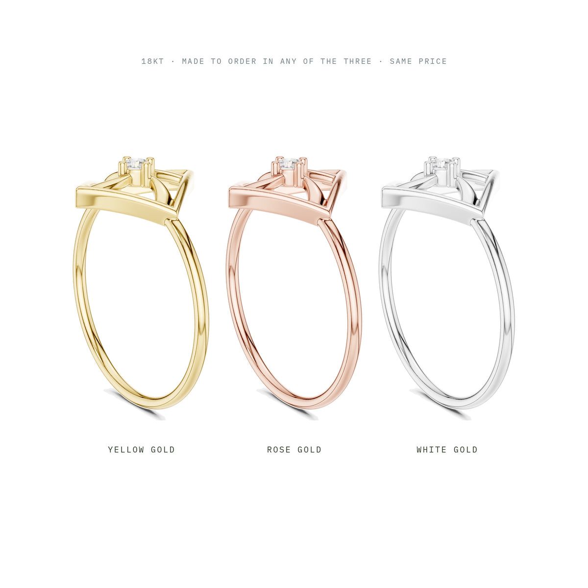 Flat On The Finger Ring in yellow, rose and white 18KT gold