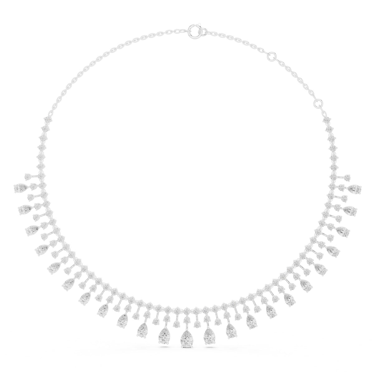 Fringed At The Throat Necklace in white gold, detail