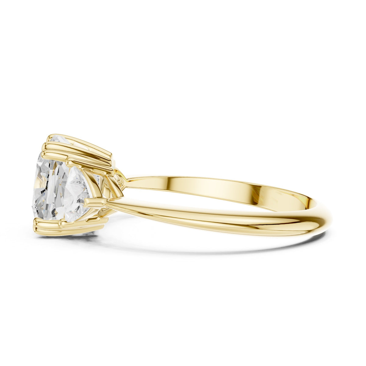 High On The Finger Ring in 18KT yellow gold, side view