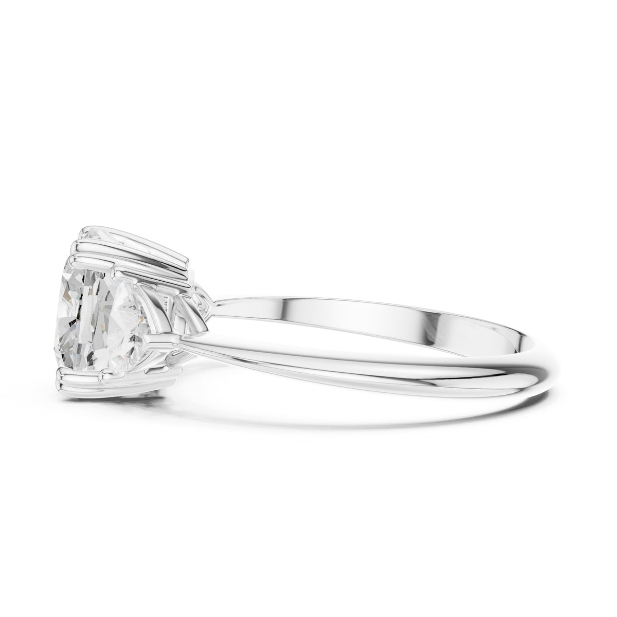 High On The Finger Ring in white gold, side view