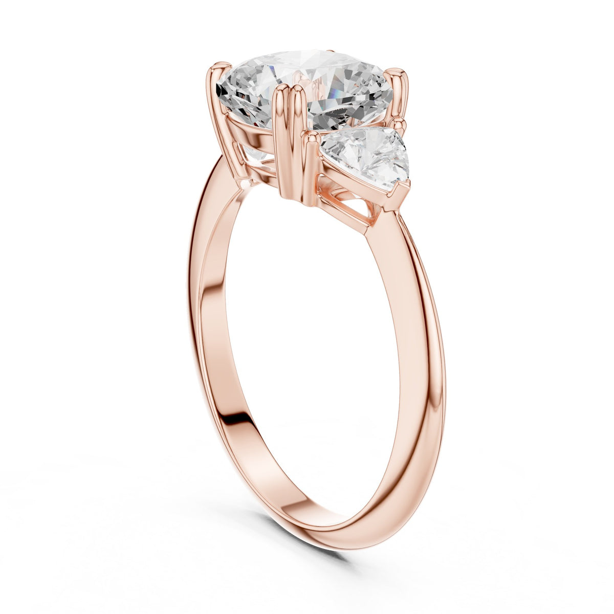 High On The Finger Ring in rose gold, three-quarter view