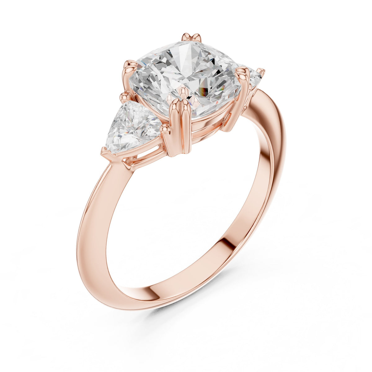 High On The Finger Ring in rose gold, angled view