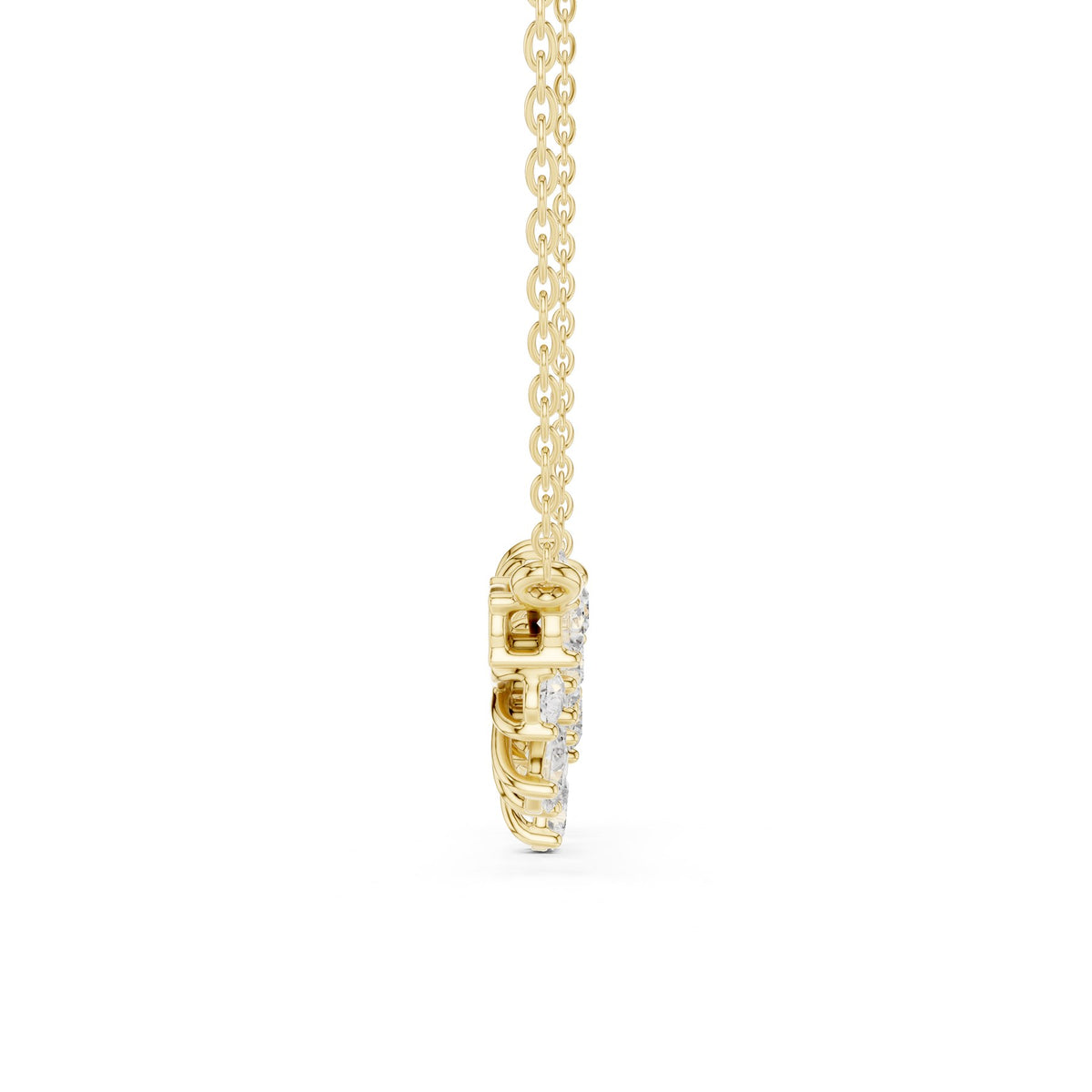 In A Row At The Throat Pendant in 18KT yellow gold, flower detail