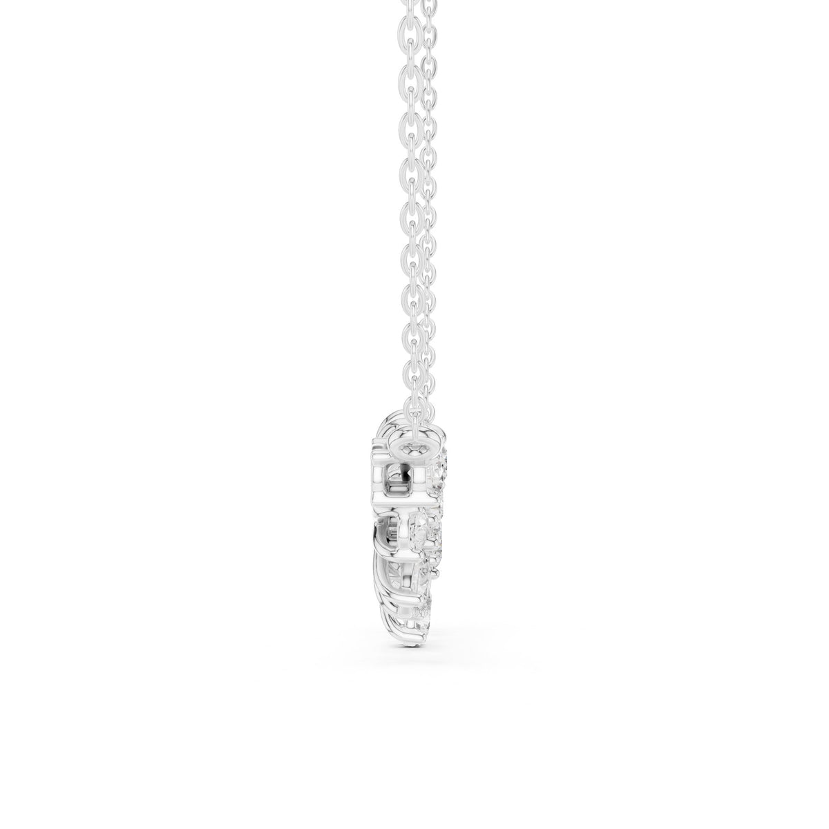 In A Row At The Throat Pendant in white gold, flower detail