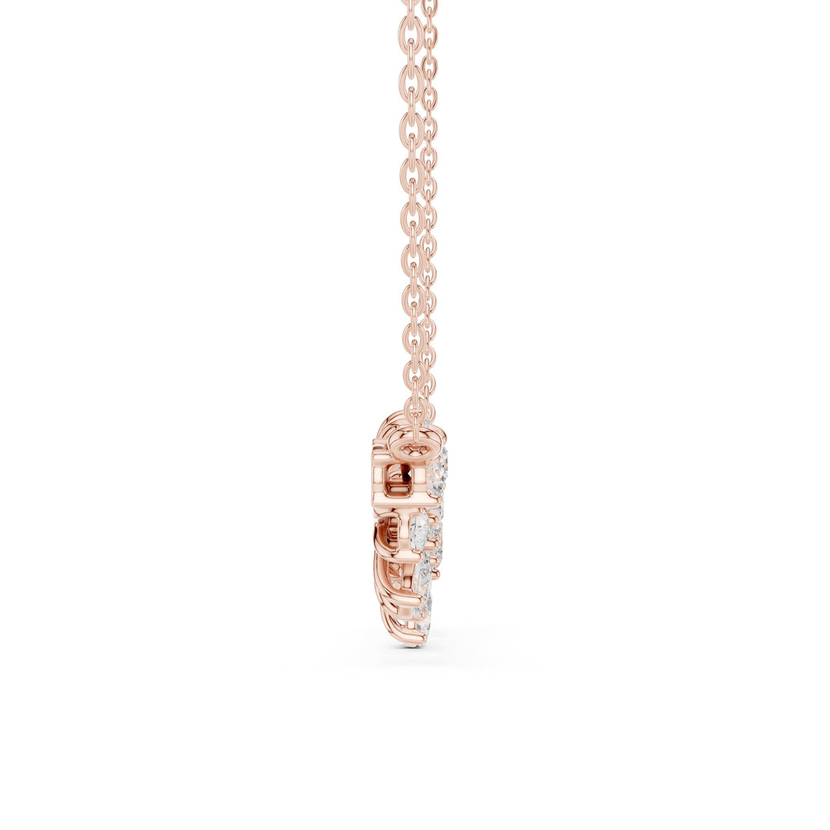 In A Row At The Throat Pendant in rose gold, flower detail