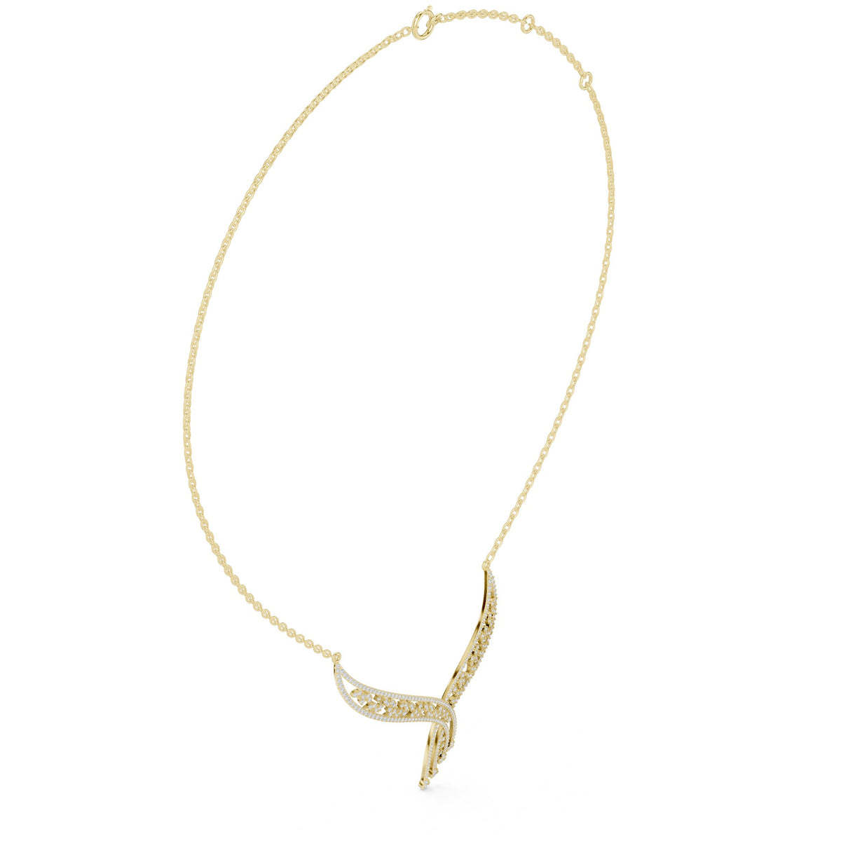 Into The Neckline Pendant in 18KT yellow gold, three-quarter view