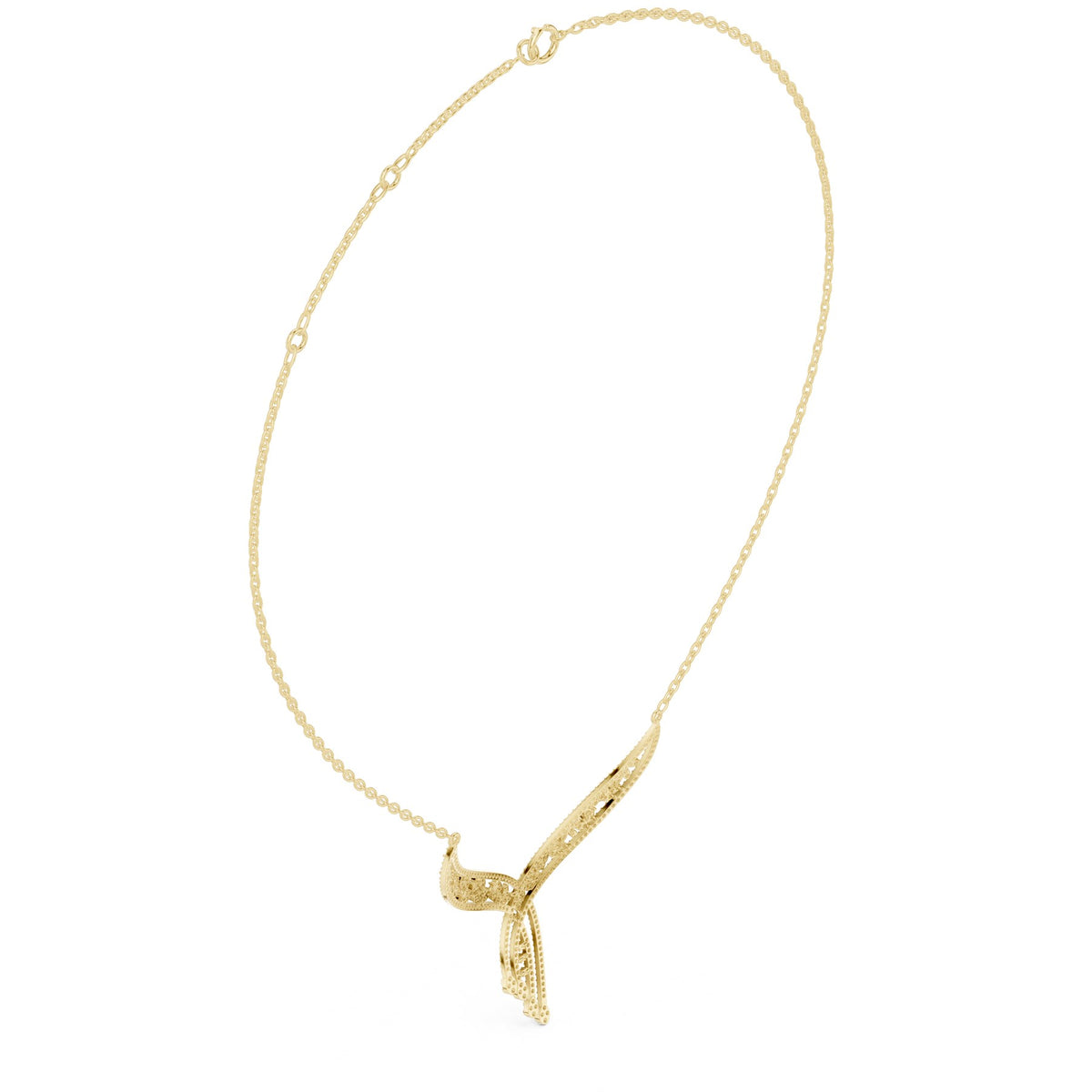 Into The Neckline Pendant in 18KT yellow gold, angled view